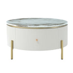 ZUN Modern Round Coffee Table with 2 large Drawers Storage Accent Table WF311606AAK