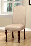 ZUN Transitional Antique Cherry Beige Set of 2pc Side Chairs Padded Fabric Turned Legs Dining Room B011P152638