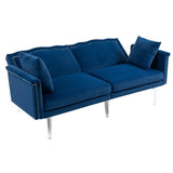 ZUN COOLMORE Couches for Living Room Mid Century Modern Velvet Love Seats Sofa with 2 Pillows, Loveseat W153985003