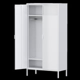 ZUN Metal Wardrobe Cabinet, Armoire Wardrobe Closet Hanging Rod and Doors, Metal Wardrobe Closet 72467009