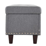 ZUN 51 Inches 131*41*42cm Linen With Storage Copper Nails Bedside Stool Footstool Light Gray 52186774