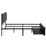 ZUN Full Size Storage Bed Metal Platform Bed with a Big Drawer - Gray WF212444AAE