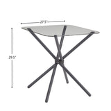 ZUN Dining Set for 2, Square Glass Tempered Dining Table with 4 Legs and 2 Metal Chair for Home Office W2167131146