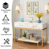 ZUN Console Table with 2 Drawers, Sofa Table Narrow Long with Storage Shelves for Living Room 91410526