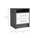 ZUN Rowley 2-Drawer 1-Shelf Rectangle Nightstand Smokey Oak and White B06280355