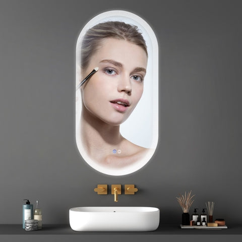 ZUN 18 x 35 Inch Switch-Held Memory LED Mirror, Wall-Mounted Vanity Mirrors, Bathroom Anti-Fog Mirror, W99967547