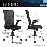 ZUN Techni Mobili Medium Back Mesh Assistant Office Chair, Black RTA-4811-BK