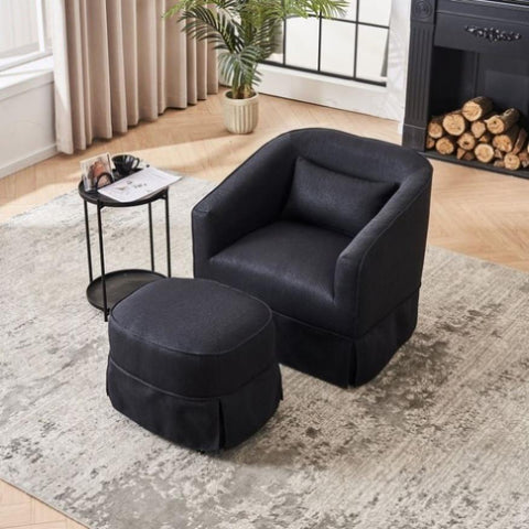 ZUN Swivel Barrel Chair With Ottoman, Swivel Accent Chairs Armchair for Living Room, Reading Chairs for W1361141720