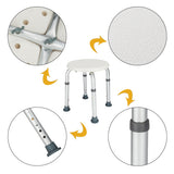 ZUN Medical Bathroom Safety Shower Tub Aluminium Alloy Bath Chair Bench with Adjustable Height White 59137499