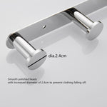 ZUN Towel Hook Bright Polishing 304 Stainless Steel Towel Robe Coat Rack Rows of Four Hooks Silver 64355933