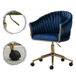ZUN Modern home office leisure chair with adjustable velvet height and adjustable casters W1521134901