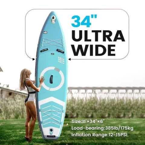 ZUN Inflatable Stand Up Paddle Board 11'x34"x6" With Accessories W144081490