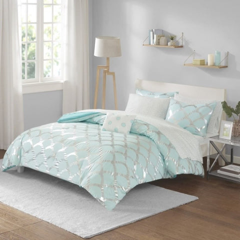 ZUN Metallic Comforter Set with Bed Sheets B03595877