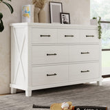 ZUN Rustic Farmhouse Style Solid Pine Wood Whitewash Seven-Drawer Dresser for Living Room, Bedroom,White WF301580AAK