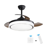 ZUN 42 inch Retractable Ceiling Fans Lights Remote Control,Fandelier Flush Mount Modern Ceiling Fan W2352P154686