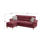 ZUN Velvet Reversible Sectional Sofa in Paprika Red B01682327