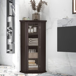 ZUN Freestanding Bathroom Cabinet with Glass Door, Corner Storage Cabinet for Bathroom, Living Room and WF304266AAD