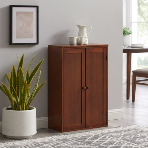 ZUN Bathroom Storage Cabinet Freestanding Wooden Floor Cabinet with Adjustable Shelf and Double Door W169392185