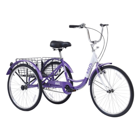 ZUN Adult Tricycle Trikes,3-Wheel Bikes,26 Inch Wheels Cruiser Bicycles with Large Shopping Basket for W101952733