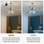 ZUN 52 Inch Crystal Ceiling Fan , Modern Electrical Fan with 5 Wood Reversible Blades, 4 Bulbs Not W1592122690