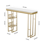 ZUN 55.1" Modern Straight Bar Table with Shelves in White & Gold WF322497AAG