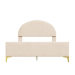ZUN Full Size Upholstered Platform Bed with Classic Semi-circle Shaped headboard and Mental Legs, WF314749AAA