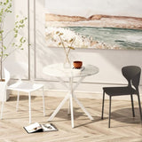 ZUN 31.5'' Modern Cross Leg Round Dining Table, White Marble Top Occasional Table, Two Piece Removable W757140955