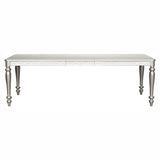 ZUN Glamourous Silver Finish Rectangular Dining Table 1pc Draw Leaf Mirror Trim Apron Dining Room B01152297