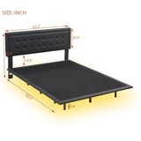 ZUN Queen Size Floating Bed Frame with Motion Activated Night Lights,Modern PU Upholstered Button Tufted WF311588AAB