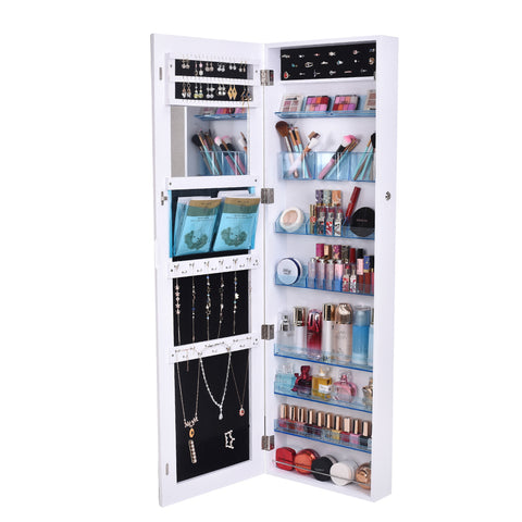 ZUN Full Mirror Makeup Mirror 8-layer Acrylic Storage Cabinet Solid Wood Covered Jewelry Mirror Cabinet 47426923