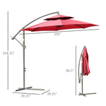ZUN 9' 2-Tier Cantilever Umbrella with Crank Handle, Cross Base and 8 Ribs, Garden Patio Offset Umbrella W2225142545