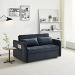 ZUN 55.5" Twins Pull Out Sofa Bed Black Velvet W1097104078