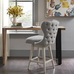 ZUN High Wingback Button Tufted Upholstered 27" Swivel Counter Stool with Nailhead Accent B03548705