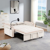 ZUN 1 versatile foldable sofa bed in 3 lengths, modern sofa sofa sofa velvet pull-out bed, adjustable W2151127336
