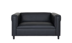 ZUN Black Broadway Faux Leather Loveseat Sofa Living Room, Modern Décor Love Seat Mini Small Couches B124142436