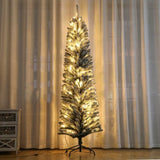 ZUN 7 Feet Prelit Snow Flocked Pencil Christmas Tree Decoration 150 LED UL Plug Warm Lights 570 Branch W1950125605