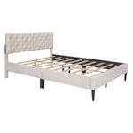 ZUN Upholstered Linen Platform Bed, Queen Size, Beige WF302186AAA