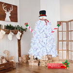 ZUN 6.5ft Automatic Tree Structure Snowman Shape PVC Material 700 Branches White Flocking 140 Lights 06606062