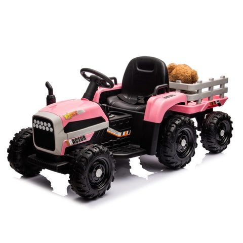 ZUN Ride on Tractor with Trailer,12V Battery Powered Electric Tractor Toy w/Remote Control,electric car W1396104248