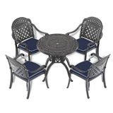 ZUN Ø31.50-inch Cast Aluminum Patio Dining Table with Black Frame and Umbrella Hole W1710120502