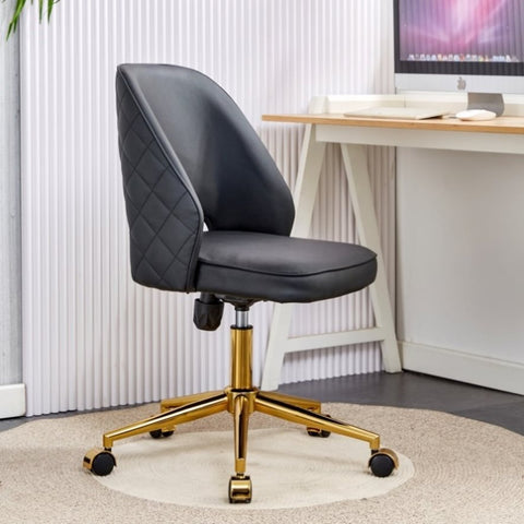 ZUN Modern household pu Office chair, adjustable 360 &deg; swivel chair engineering plastic armless swivel W1512139267
