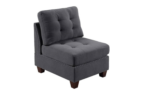 ZUN Living Room Furniture Tufted Armless Chair Grey Linen Like Fabric 1pc Armless Chair Cushion Nail B011119655