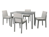 ZUN Grey Finish 5pc Room Set Table 4x Chairs Beige Fabric Chair Seat Kitchen Breakfast B011118999