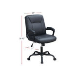 ZUN Adjustable Height Office Chair with Padded Armrests, Black SR011680