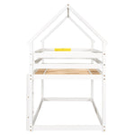 ZUN Twin over Twin Loft Bed with Roof Design, Safety Guardrail, Ladder, White W50446268