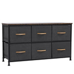 ZUN 3-Tier Wide Drawer Dresser, Storage Unit with 6 Easy Pull Fabric Drawers and Metal Frame, Wooden 46440438