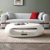 ZUN 47.24'' Modern Oval Coffee Table, Sturdy Fiberglass Center Cocktail Table Tea Table for Living Room, W876124390