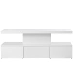 ZUN ON-TREND Modern Glossy Coffee Table With Drawer, 2-Tier Rectangle Center Table with LED lighting for WF297894AAK