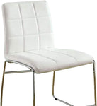 ZUN White Color Leatherette 2pcs Dining Chairs Chrome Metal Legs Dining Room Side Chairs B011136660