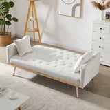 ZUN Cream White Velvet Sofa Bed W58849807